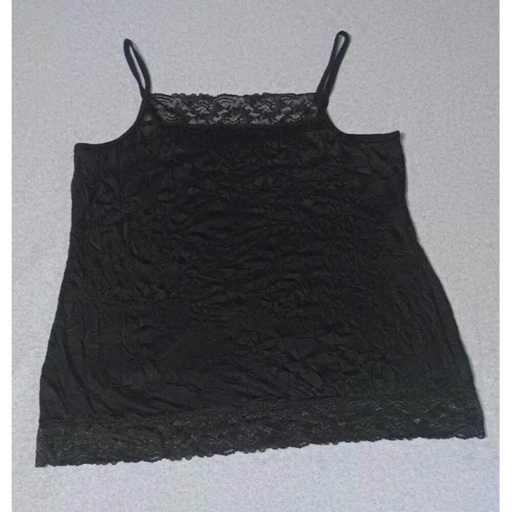 Maurices Lace Trim Crinkle Cami 2 Black Coquette Dark Fairy Grunge Whimsigoth